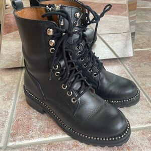 Aqua Jax Black Leather Combat Boots sz 7